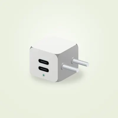 Chargeur GaN 65 W Voltix Trio — vue d'ambiance