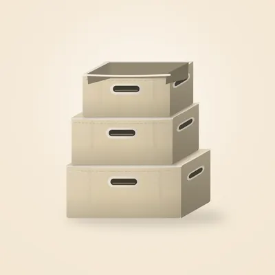 Boîtes de rangement pliables Zarbia (lot de 3) — vue d'ambiance